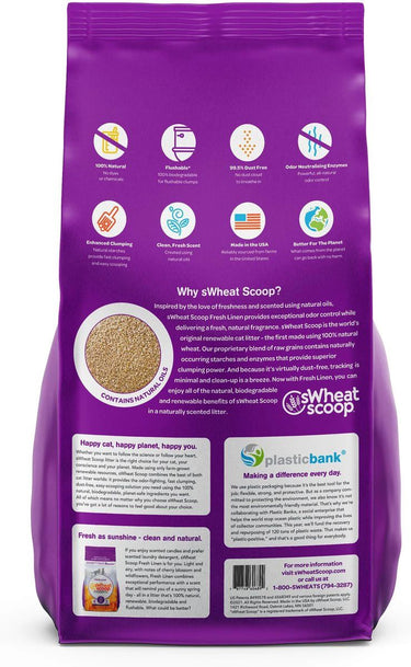 sWheat Scoop Fresh Linen Natural Fragrance Formula Fast Clumping Cat Litter - 5.44KG